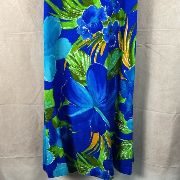 Pomare Vintage Hawaiian Maxi Dress Size 12 Tropical Aloha Floral 70s Ruffle Neck - Picture 4 of 12